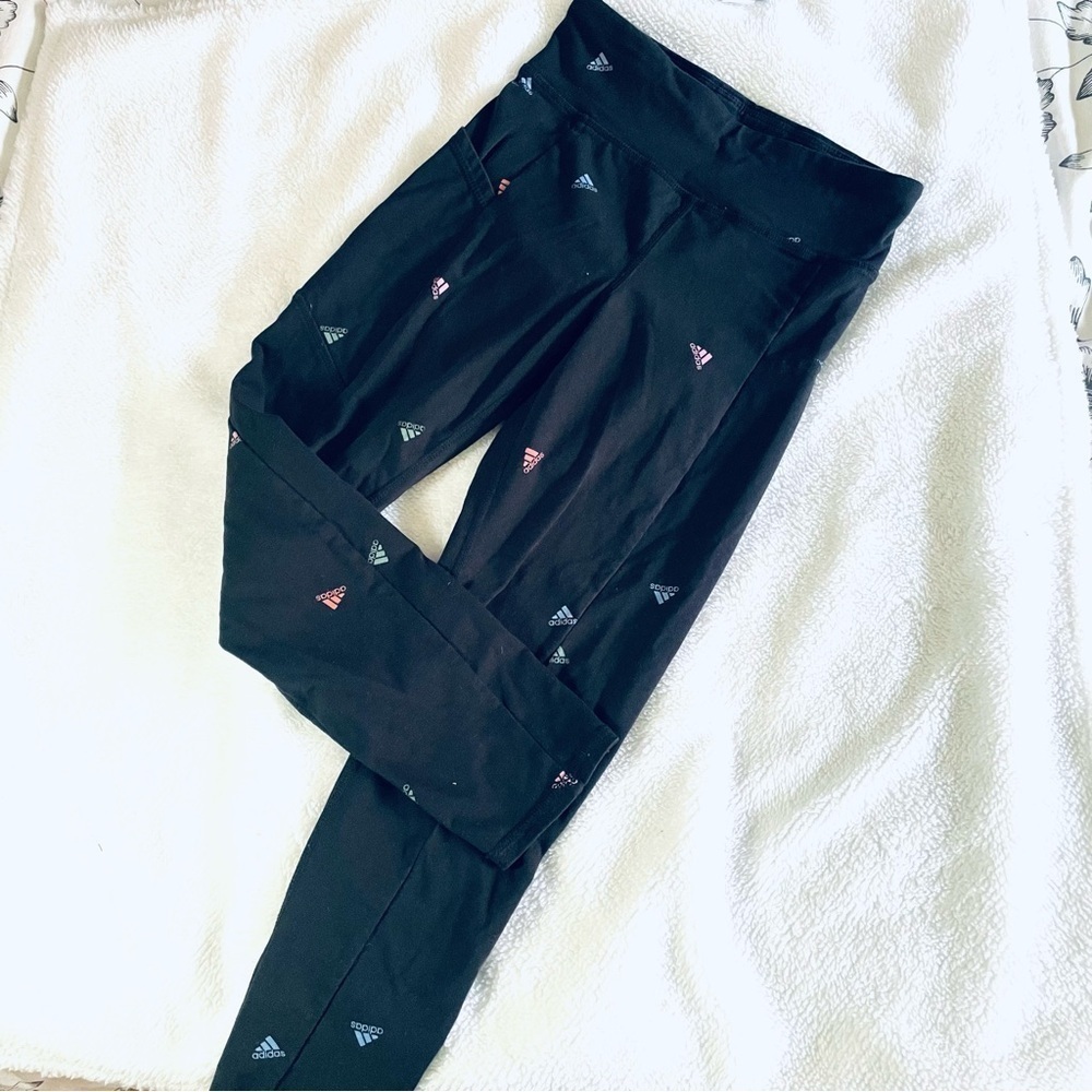 Adidas Lot of 2 Girls' Leggings Slim Fit - Size M (10/12) AEROREADY & Cotton - Picture 8 of 13
